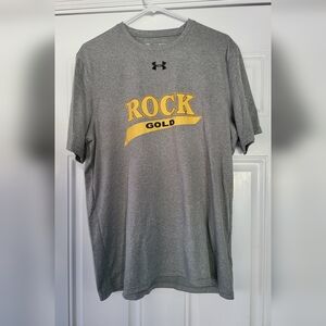 Under Armour Rock Gold Men's M Medium Gray T Shirt Loose Heatgear Light Gym Grey